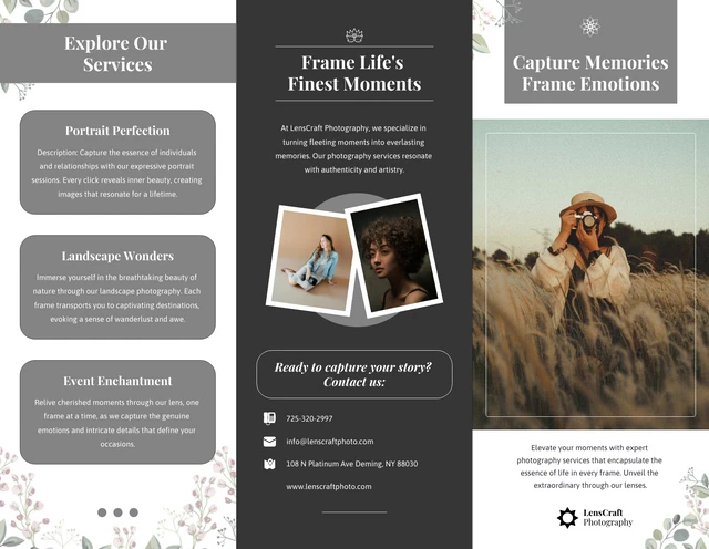 Simple Grey Photography Tri-fold Brochure - Page 1