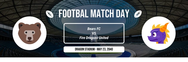 Black And White Simple Professional Match Day Football Banner Template