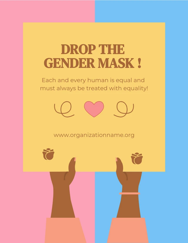 Pink And Blue Classic Gender Equality Poster Template