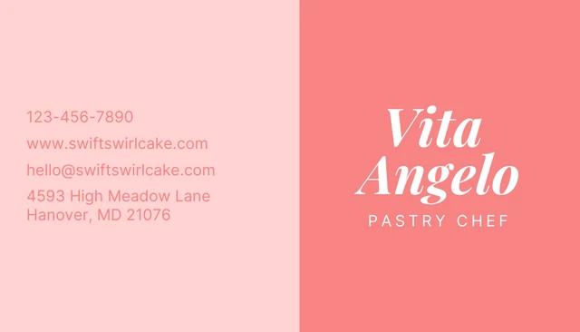 Pink Modern Cakes Photo Bakery Business Card - Page 2