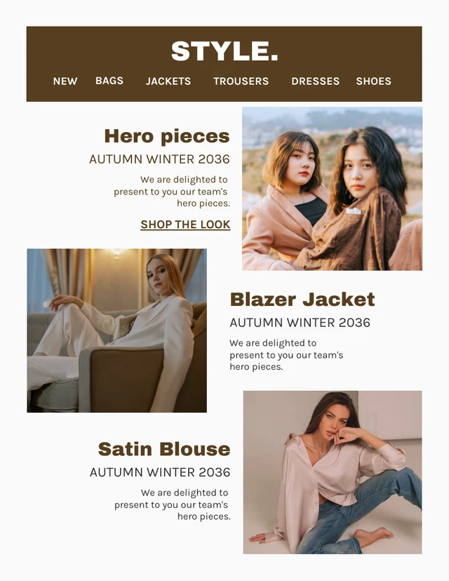 White And Brown Simple Fashion Newsletter Template