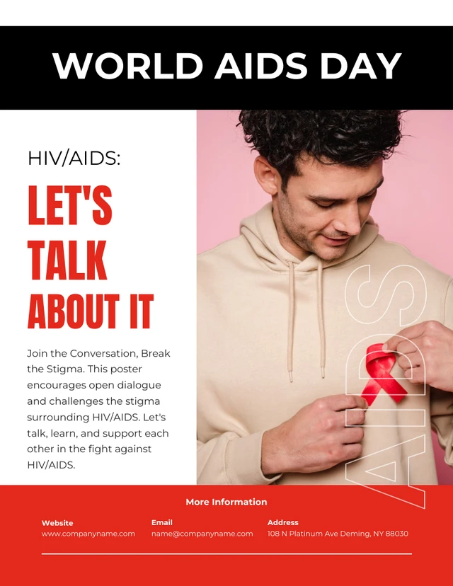 White And Red Minimalist World HIV/AIDS Day Poster Template