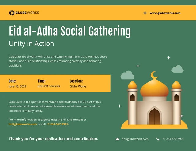 Eid al-Adha Social Gathering Unity in Action Holiday Posters Template