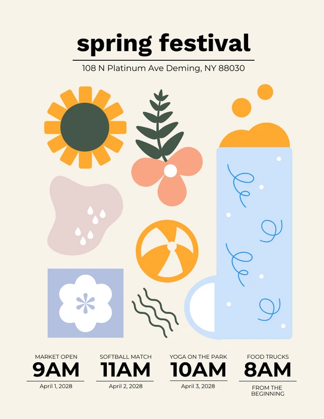 Beige Spring Event Schedule Poster Template