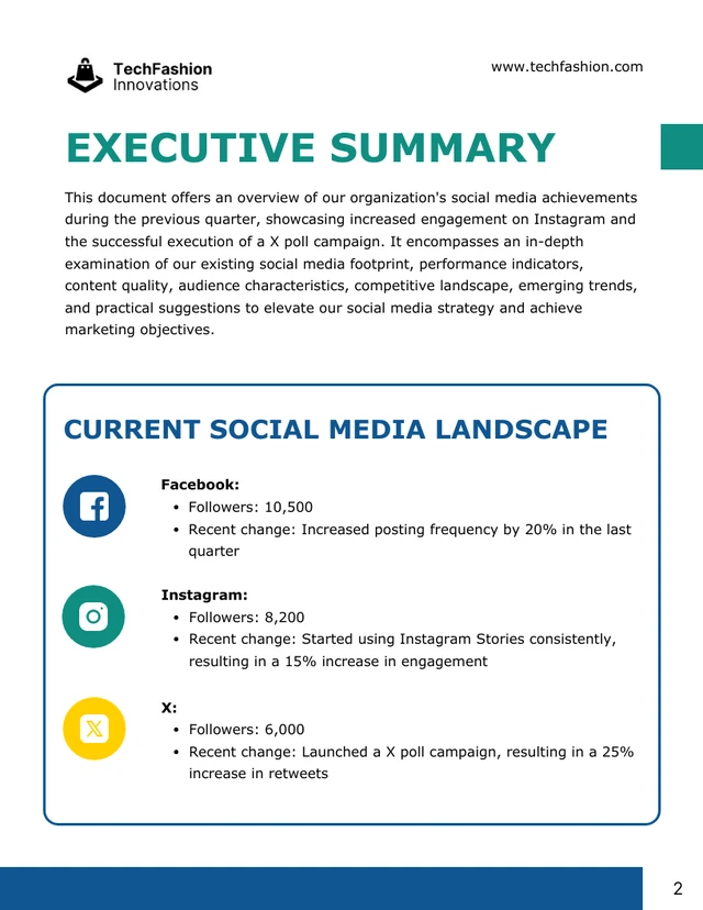 Social Media Performance Report Template - page 2