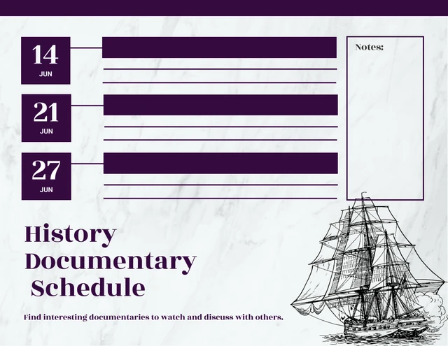 Light Grey And Dark Purple Modern Texture History Documentary Schedule Template