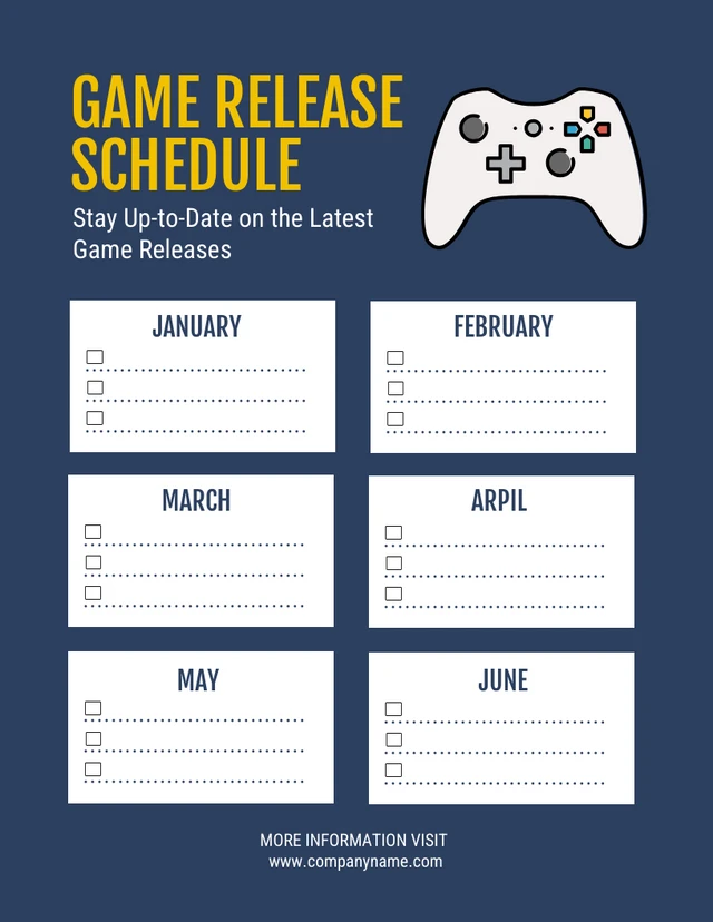Blue Simple Illustration Game Release Schedule Template