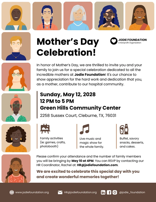 Employee Mother's Day Company Event Invitation Template