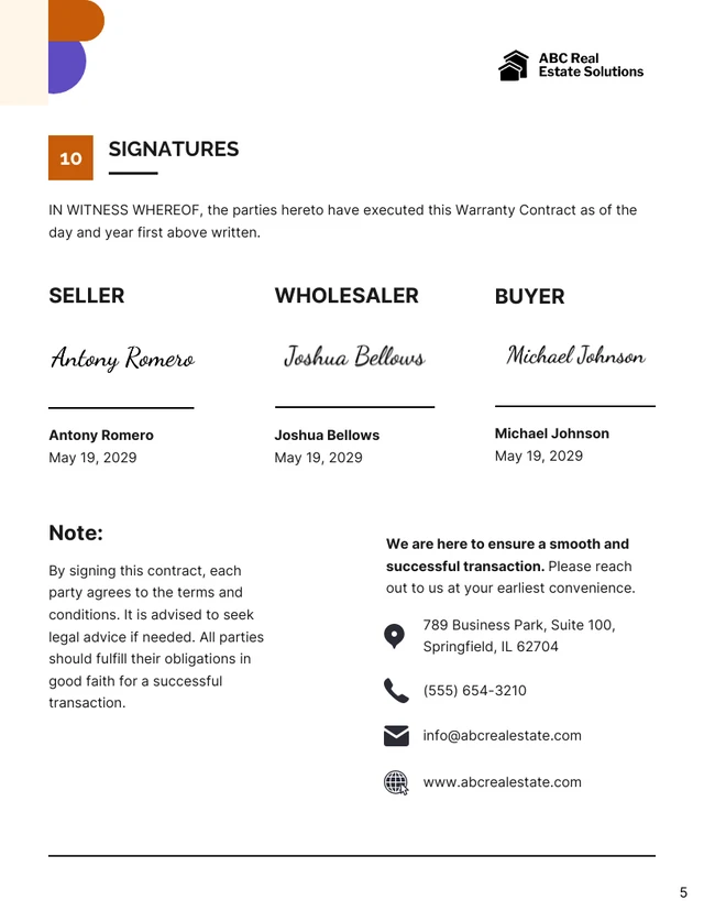 Wholesale Real Estate Contract Template - page 5