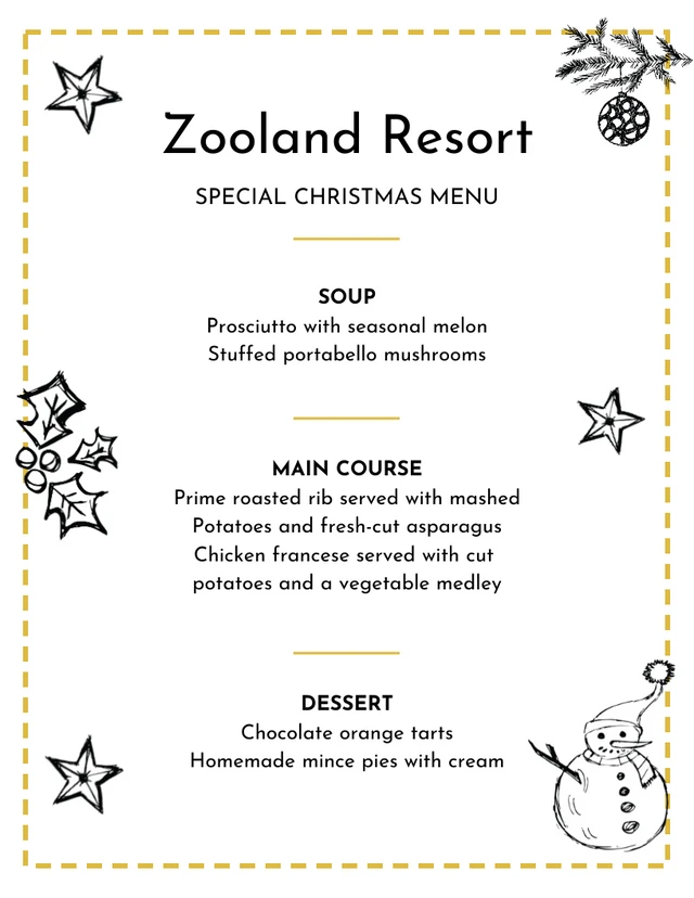 Illustrative Christmas Menu
