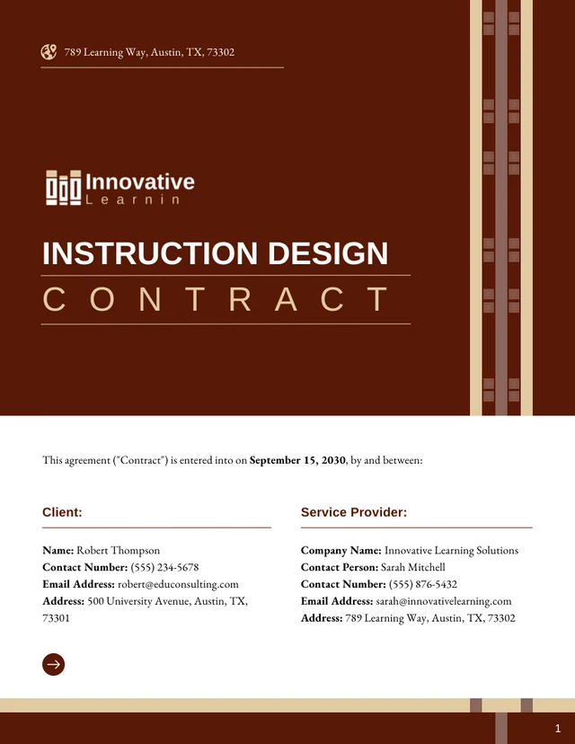 Instructional Design Contract Template - Page 1