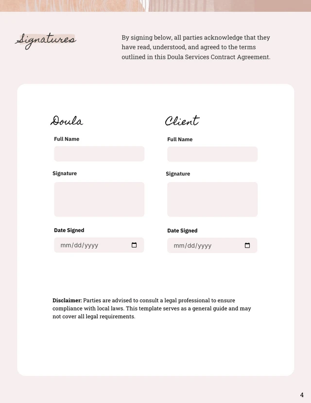 Doula Contract Template - Página 4