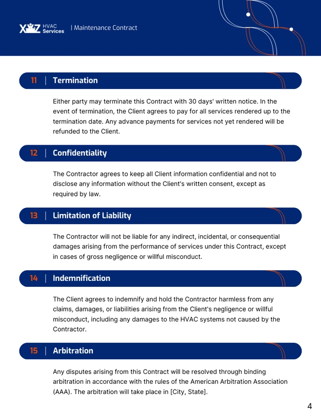 HVAC Maintenance Contract Template - Seite 4