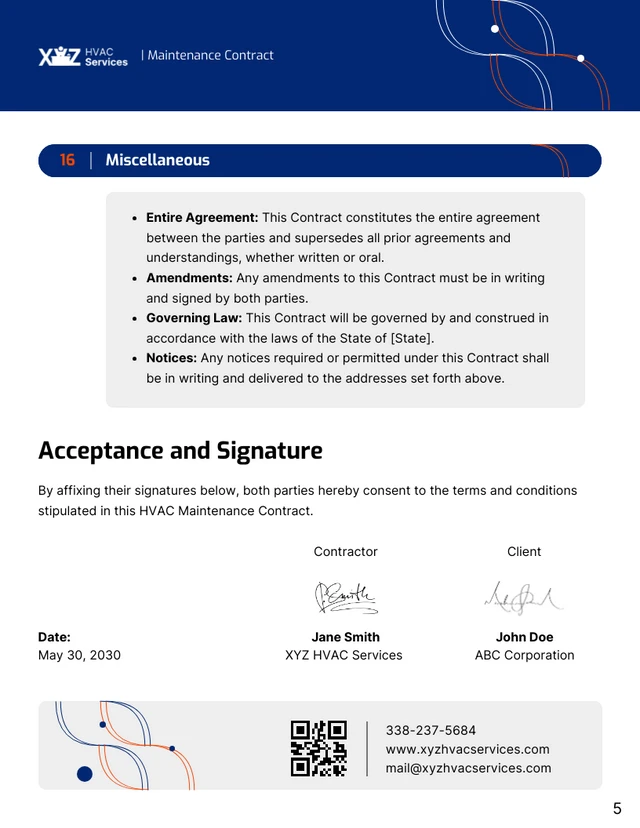 HVAC Maintenance Contract Template - صفحة 5