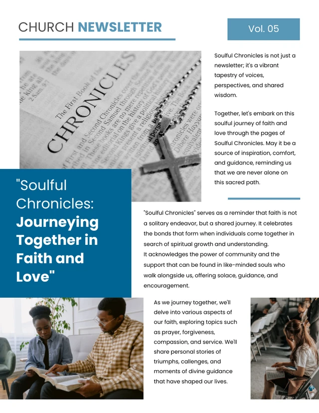 Blue and White Church Newsletter Template