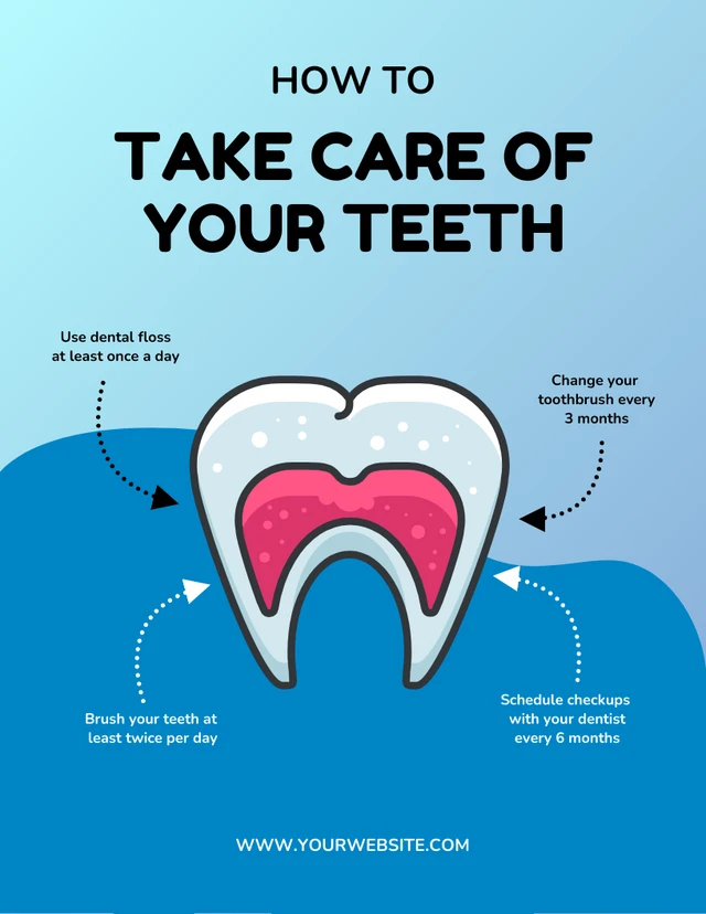 Blue Gradient Take Care Teeth Poster Template