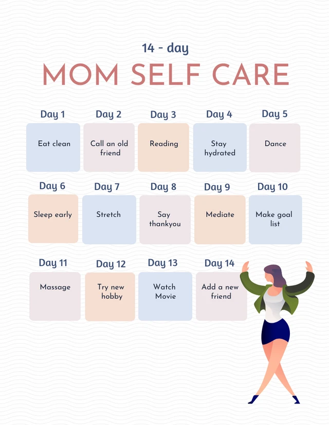 White Mom Self Care Schedule Template