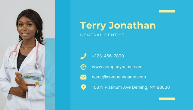 Blue Geometric Simple Photo Dental Business Card - Seite 2