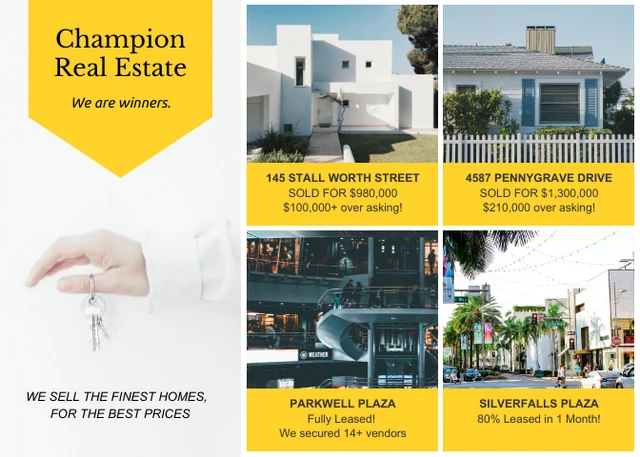 Yellow Modern Real Estate Postcard - Seite 1
