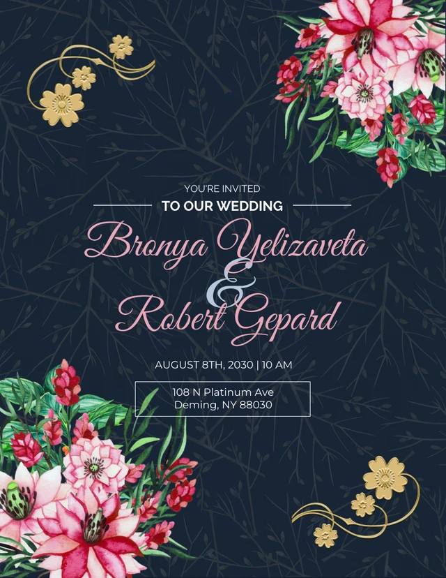 Floral Wedding Reception Invitation Template