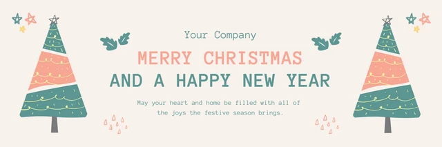 Beige Modern Simple Playful Illustration Greeting Christmas Banner Template