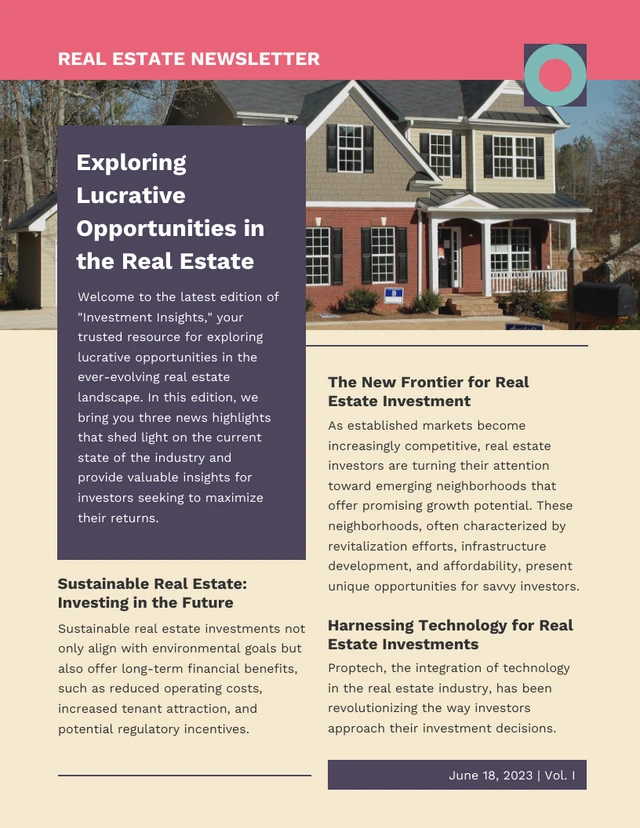 Dark Violet Real Estate Newsletter Template