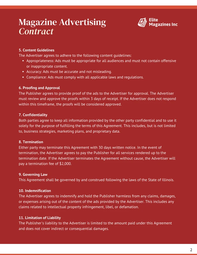 Magazine Advertising Contract Template Free - page 2