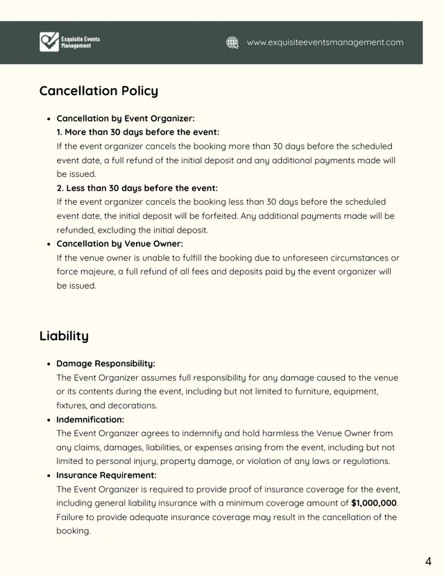 Event Space Rental Contract Template - Page 4