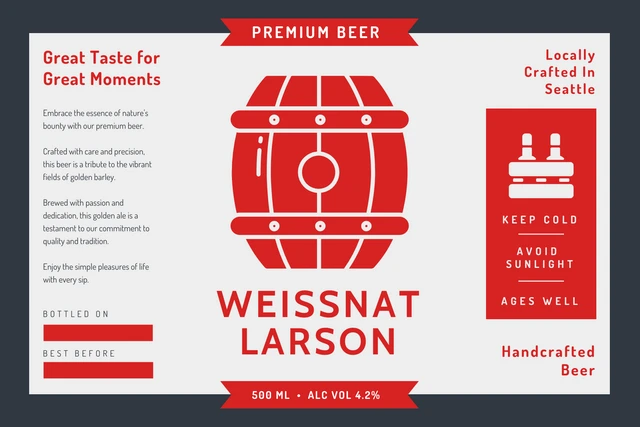 Red and Gray Minimalist Beer Label Template