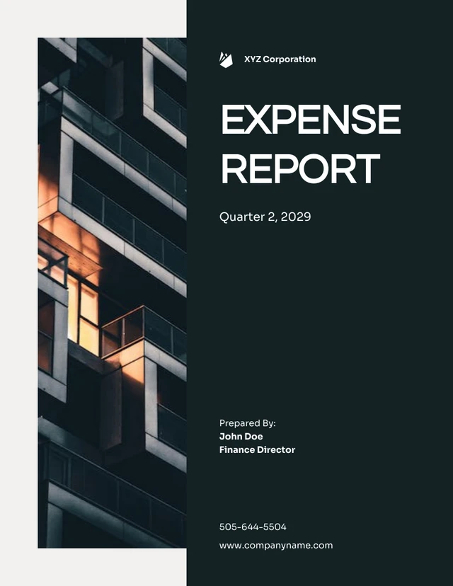 Dark Grey Expenses Report - Page 1