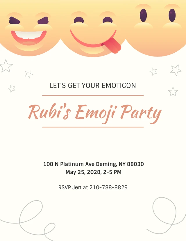 Clean Pastel Invitation Emoji Party Template