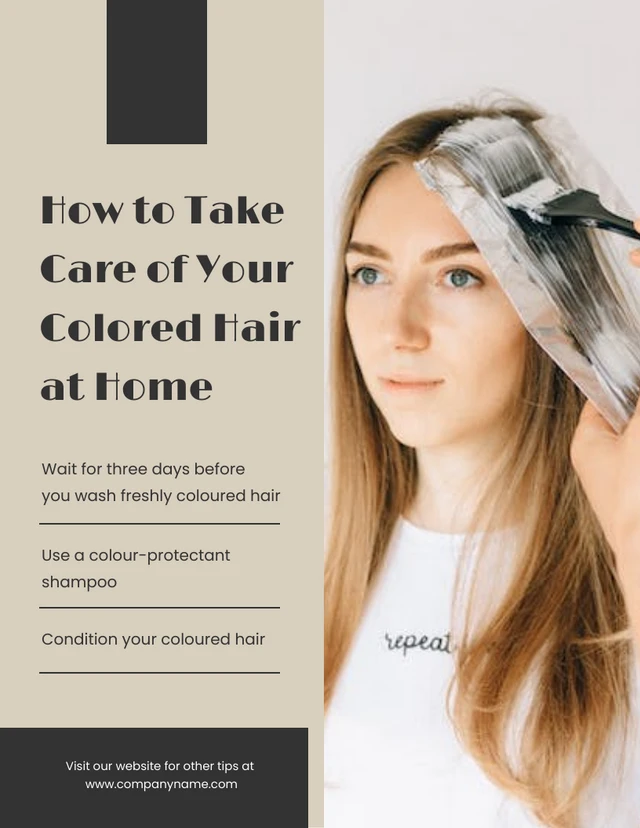 Beige and Black Take Care Colored Hair at Home Template