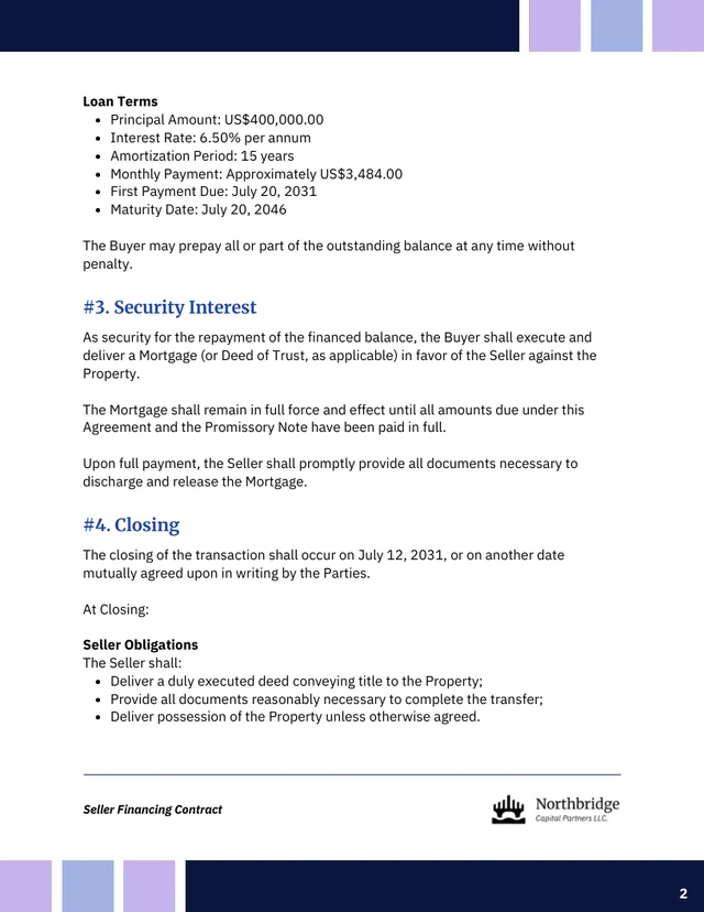 Seller Financing Contract Template - صفحة 2