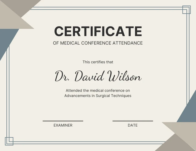 Beige Abstract Medical Certificate Template