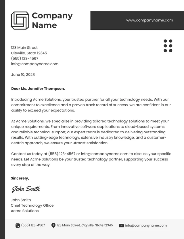 Dark Grey Modern Professional Promotion Letters Template