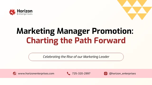 Marketing Manager Promotion Company Presentation - Página 1