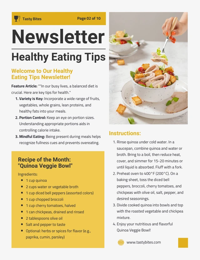 Healthy Eating Tips Newsletter Template