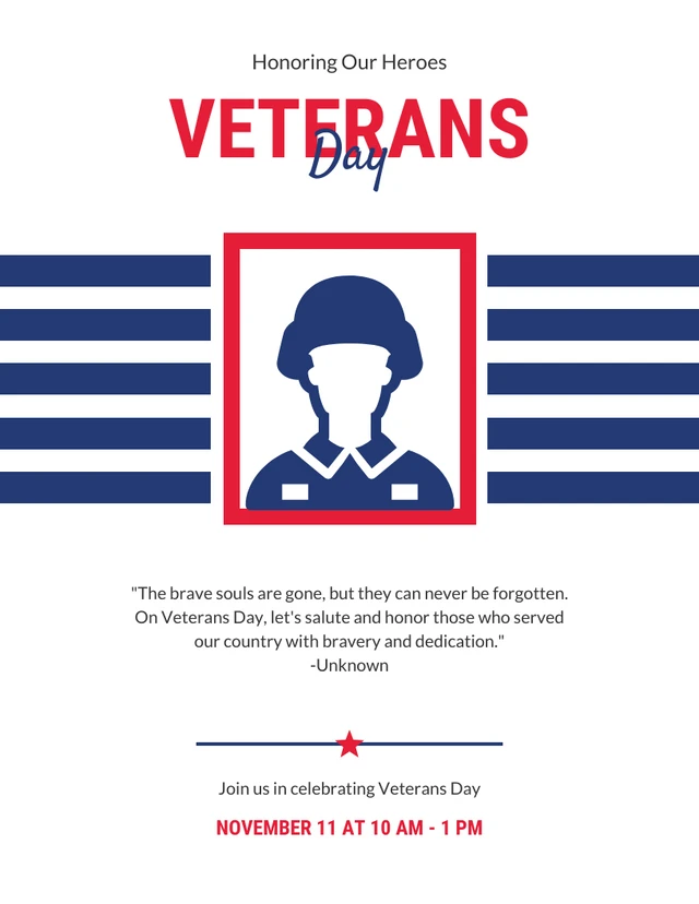Minimalistische Plakatvorlage für den Veteranentag mit Kreis und Linie