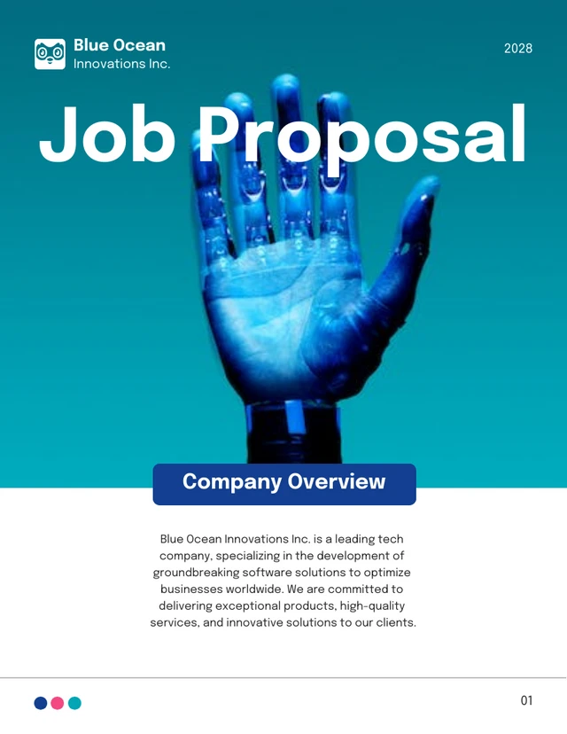 Cyan Blue Electric Modern Job Proposal - صفحة 1