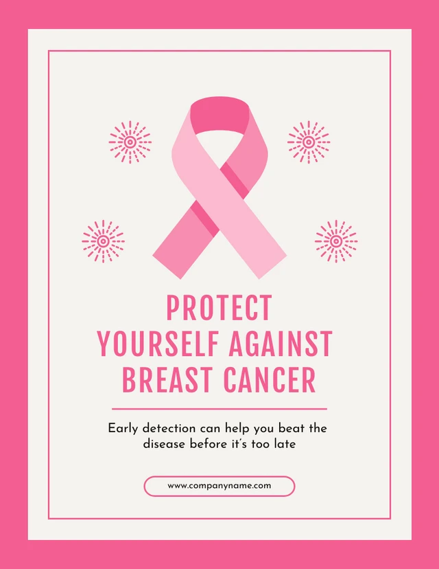 Red And Light Grey Simple Breast Cancer Awareness Poster Template