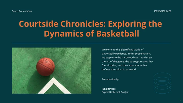 Simple Blue and Orange Basketball Sports Presentation - Página 1
