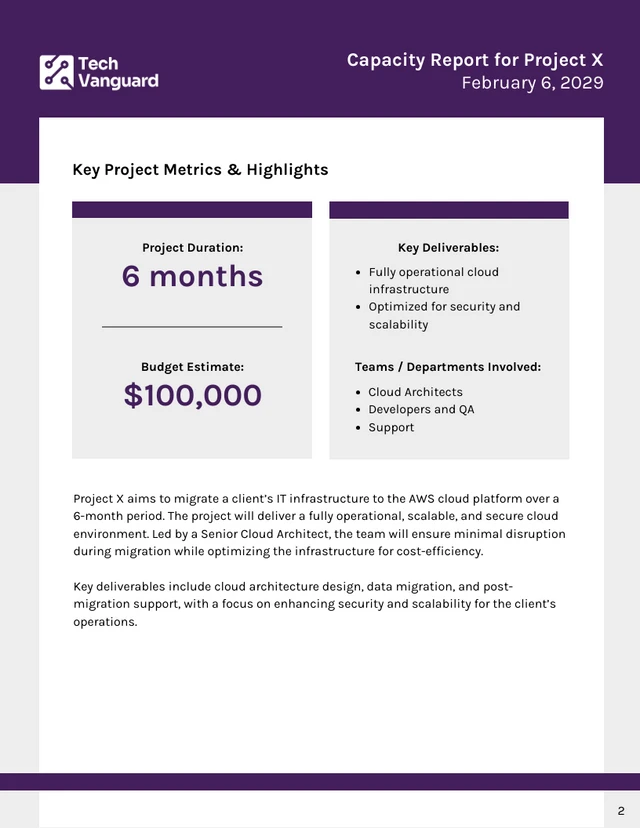 Capacity Report Template - Page 2