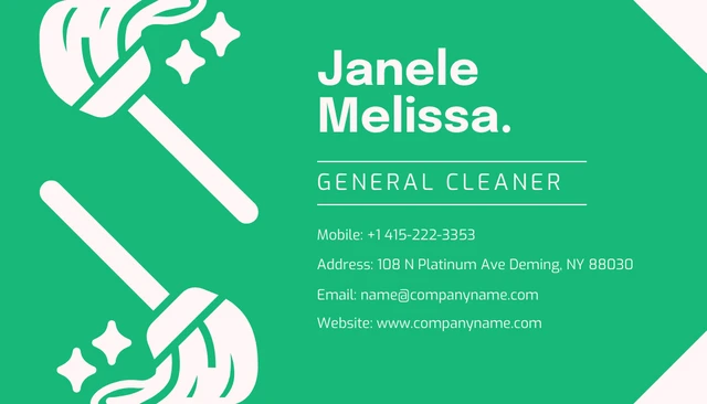 Green And White Simple Cleaning Services Business Card - Page 2