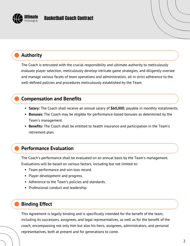 Basketball Coach Contract Template - Pagina 2