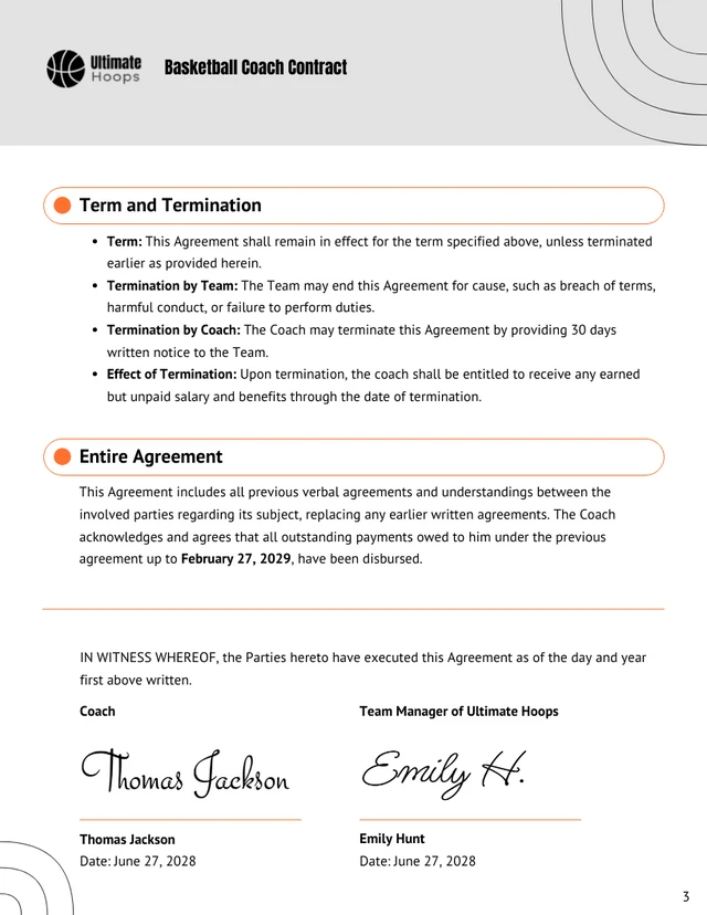 Basketball Coach Contract Template - Página 3