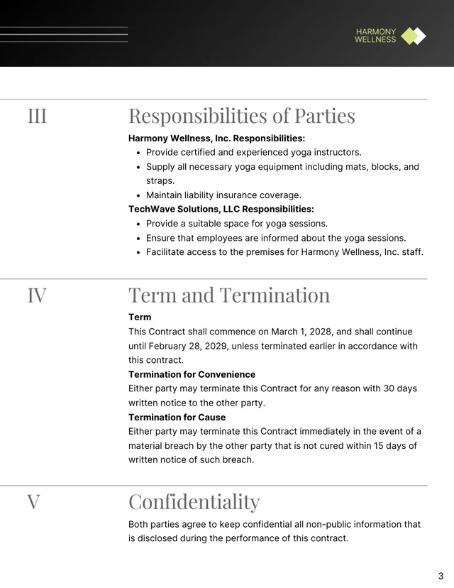 Corporate Yoga Contract Template - صفحة 3