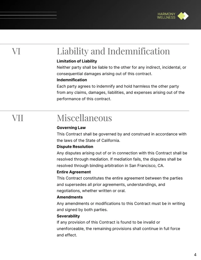 Corporate Yoga Contract Template - page 4