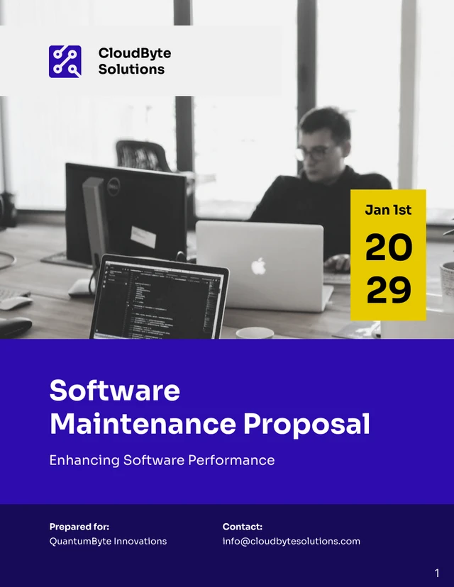 Navy and White Modern Simple Minimalist Software Maintenance Proposal - Page 1