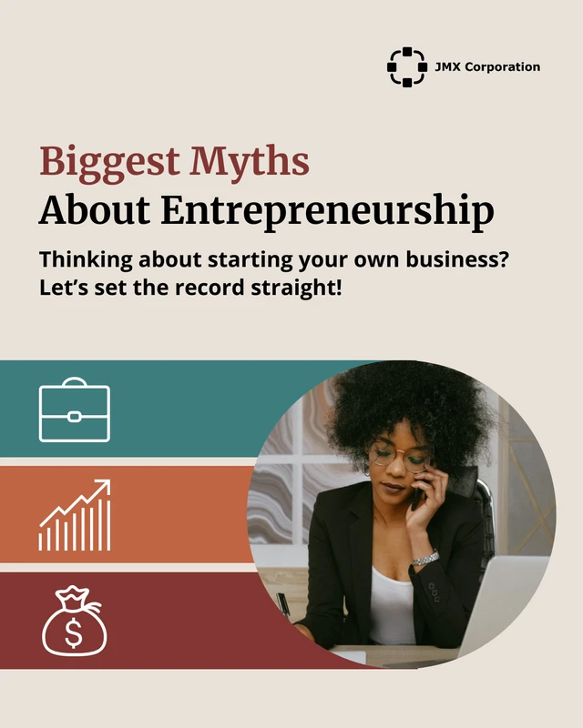 Entrepreneurship Myths LinkedIn Carousel Template - صفحة 1