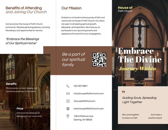 Brown Elegant Church Trifold Brochure - Page 1